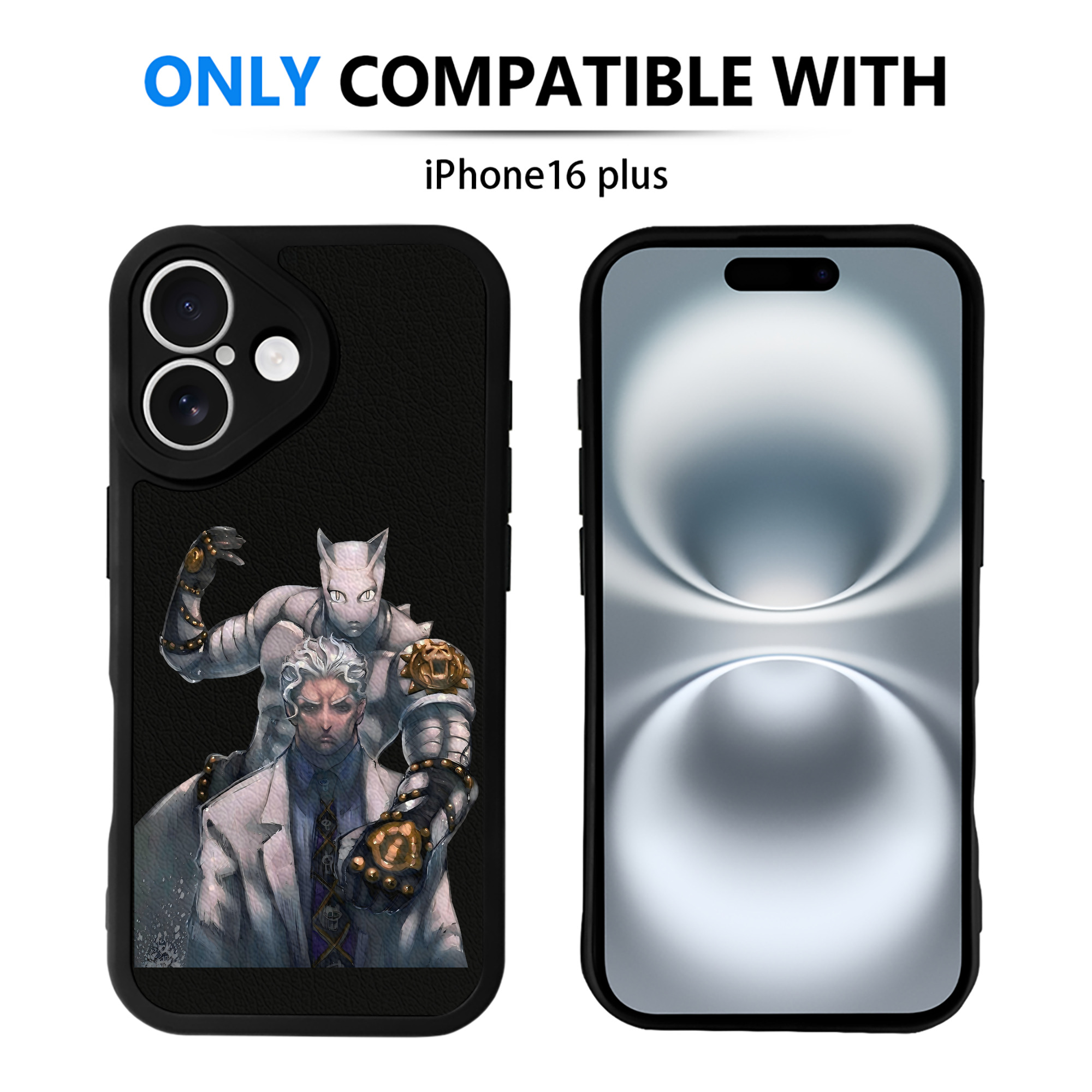 （画像用） ジョジョの奇妙な冒険 きら よしかげ JoJo's Bizarre Adventure Kira Yoshikage 【iPhone 16シリーズ対応】シリコンスマホケース（レザー調） 材質：シリコン